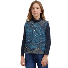 Position Of The Constellations Illustration Star Blue Kid s Short Button Up Puffer Vest	