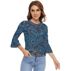 Position Of The Constellations Illustration Star Blue Bell Sleeve Top