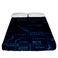 Technology Computer Circuit Boards Electricity Cpu Binary Fitted Sheet (king Size) by Bakwanart