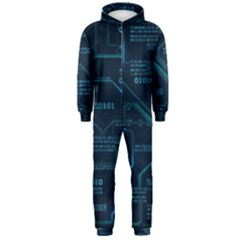 Technology Computer Circuit Boards Electricity Cpu Binary Hooded Jumpsuit (men)