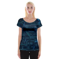 Technology Computer Circuit Boards Electricity Cpu Binary Cap Sleeve Top by Bakwanart