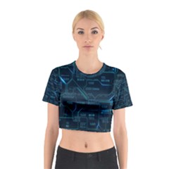 Technology Computer Circuit Boards Electricity Cpu Binary Cotton Crop Top by Bakwanart