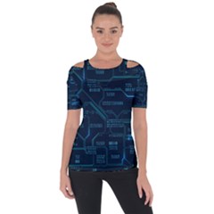 Technology Computer Circuit Boards Electricity Cpu Binary Shoulder Cut Out Short Sleeve Top by Bakwanart