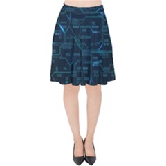 Technology Computer Circuit Boards Electricity Cpu Binary Velvet High Waist Skirt by Bakwanart