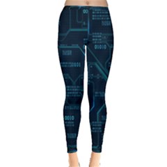 Technology Computer Circuit Boards Electricity Cpu Binary Inside Out Leggings by Bakwanart