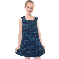 Technology Computer Circuit Boards Electricity Cpu Binary Kids  Cross Back Dress by Bakwanart