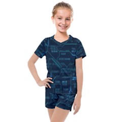 Technology Computer Circuit Boards Electricity Cpu Binary Kids  Mesh Tee And Shorts Set