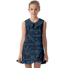 Technology Computer Circuit Boards Electricity Cpu Binary Kids  Pilgrim Collar Ruffle Hem Dress by Bakwanart