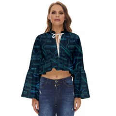 Technology Computer Circuit Boards Electricity Cpu Binary Boho Long Bell Sleeve Top