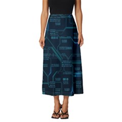 Technology Computer Circuit Boards Electricity Cpu Binary Classic Midi Chiffon Skirt by Bakwanart