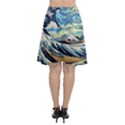 The Great Wave Of Kanagawa Painting Hokusai, Starry Night Vincent Van Gogh Chiffon Wrap Front Skirt View2