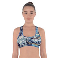 The Great Wave Of Kanagawa Painting Hokusai, Starry Night Vincent Van Gogh Cross Back Sports Bra by Bakwanart