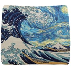 The Great Wave Of Kanagawa Painting Hokusai, Starry Night Vincent Van Gogh Seat Cushion by Bakwanart