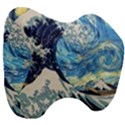 The Great Wave Of Kanagawa Painting Hokusai, Starry Night Vincent Van Gogh Head Support Cushion View3