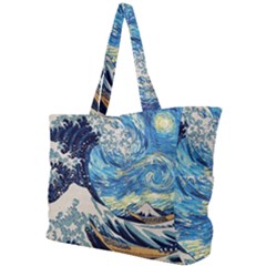 The Great Wave Of Kanagawa Painting Hokusai, Starry Night Vincent Van Gogh Simple Shoulder Bag by Bakwanart