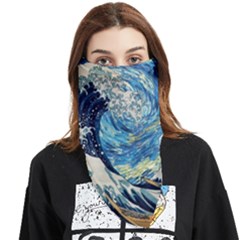 The Great Wave Of Kanagawa Painting Hokusai, Starry Night Vincent Van Gogh Face Covering Bandana (triangle) by Bakwanart