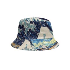 The Great Wave Of Kanagawa Painting Hokusai, Starry Night Vincent Van Gogh Bucket Hat (kids) by Bakwanart