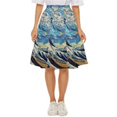 The Great Wave Of Kanagawa Painting Hokusai, Starry Night Vincent Van Gogh Classic Short Skirt by Bakwanart