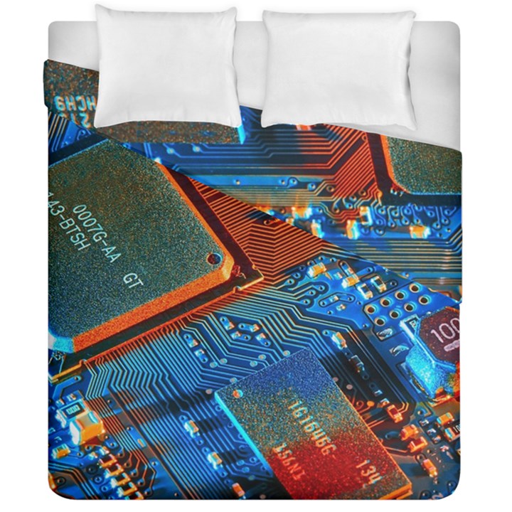 Gray Circuit Board Electronics Electronic Components Microprocessor Duvet Cover Double Side (California King Size)