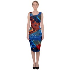 Gray Circuit Board Electronics Electronic Components Microprocessor Sleeveless Pencil Dress by Bakwanart