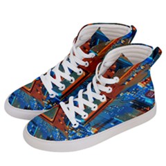 Gray Circuit Board Electronics Electronic Components Microprocessor Women s Hi-top Skate Sneakers by Bakwanart