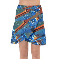 Gray Circuit Board Electronics Electronic Components Microprocessor Wrap Front Skirt by Bakwanart