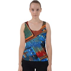 Gray Circuit Board Electronics Electronic Components Microprocessor Velvet Tank Top by Bakwanart