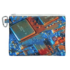 Gray Circuit Board Electronics Electronic Components Microprocessor Canvas Cosmetic Bag (xl) by Bakwanart