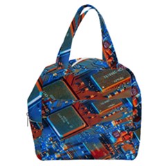 Gray Circuit Board Electronics Electronic Components Microprocessor Boxy Hand Bag by Bakwanart