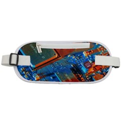 Gray Circuit Board Electronics Electronic Components Microprocessor Rounded Waist Pouch by Bakwanart