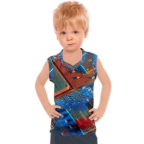 Gray Circuit Board Electronics Electronic Components Microprocessor Kids  Sport Tank Top by Bakwanart