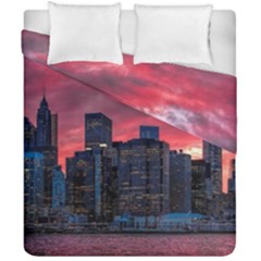 Skyline Sunset United States Reflection Usa,new York Manhattan Duvet Cover Double Side (california King Size)