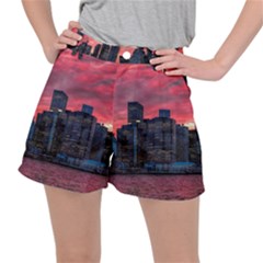 Skyline Sunset United States Reflection Usa,new York Manhattan Women s Ripstop Shorts by Bakwanart