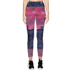 Skyline Sunset United States Reflection Usa,new York Manhattan Pocket Leggings  by Bakwanart