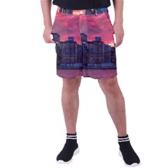 Skyline Sunset United States Reflection Usa,new York Manhattan Men s Pocket Shorts by Bakwanart