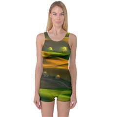 Landscape Usa Nature Washington State Trees Field Palouse One Piece Boyleg Swimsuit by Bakwanart