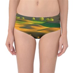 Landscape Usa Nature Washington State Trees Field Palouse Mid-waist Bikini Bottoms by Bakwanart