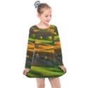 Landscape Usa Nature Washington State Trees Field Palouse Kids  Long Sleeve Dress View1