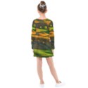 Landscape Usa Nature Washington State Trees Field Palouse Kids  Long Sleeve Dress View2