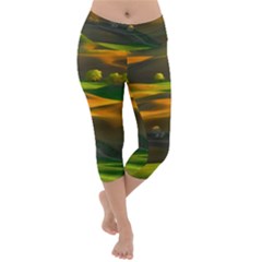 Landscape Usa Nature Washington State Trees Field Palouse Lightweight Velour Capri Yoga Leggings by Bakwanart