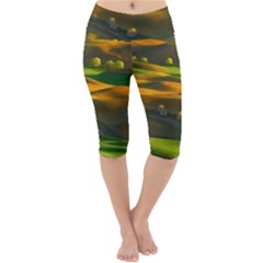 Landscape Usa Nature Washington State Trees Field Palouse Lightweight Velour Cropped Yoga Leggings by Bakwanart