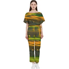 Landscape Usa Nature Washington State Trees Field Palouse Batwing Lightweight Chiffon Jumpsuit by Bakwanart