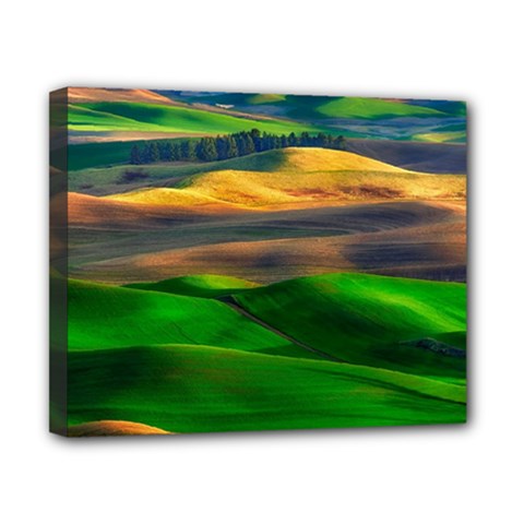 Grassland Nature Palouse Green Field Hill Sky Butte Canvas 10  X 8  (stretched) by Bakwanart