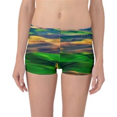 Grassland Nature Palouse Green Field Hill Sky Butte Boyleg Bikini Bottoms by Bakwanart