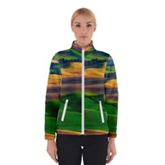 Grassland Nature Palouse Green Field Hill Sky Butte Women s Bomber Jacket