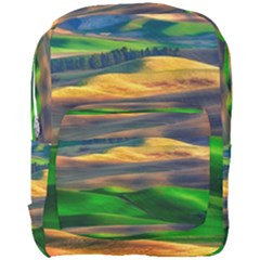 Grassland Nature Palouse Green Field Hill Sky Butte Full Print Backpack by Bakwanart