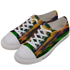 Grassland Nature Palouse Green Field Hill Sky Butte Women s Low Top Canvas Sneakers by Bakwanart