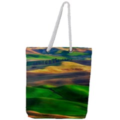 Grassland Nature Palouse Green Field Hill Sky Butte Full Print Rope Handle Tote (large)