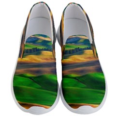 Grassland Nature Palouse Green Field Hill Sky Butte Men s Lightweight Slip Ons by Bakwanart