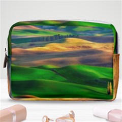 Grassland Nature Palouse Green Field Hill Sky Butte Make Up Pouch (medium) by Bakwanart